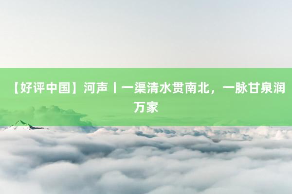 【好评中国】河声丨一渠清水贯南北，一脉甘泉润万家