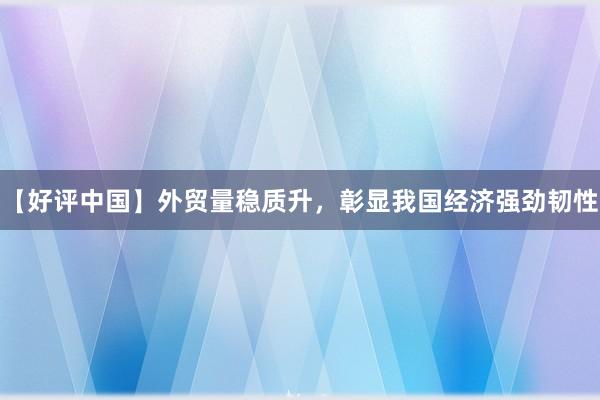 【好评中国】外贸量稳质升，彰显我国经济强劲韧性
