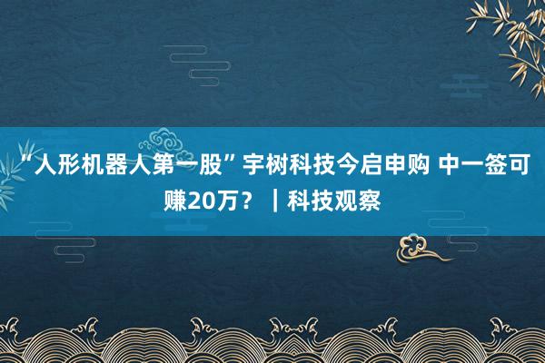 “人形机器人第一股”宇树科技今启申购 中一签可赚20万？｜科技观察