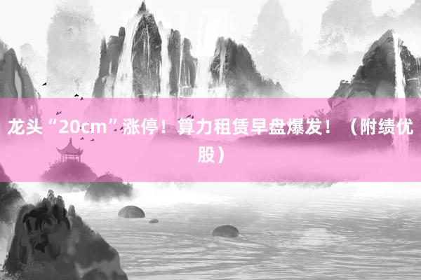 龙头“20cm”涨停！算力租赁早盘爆发！（附绩优股）