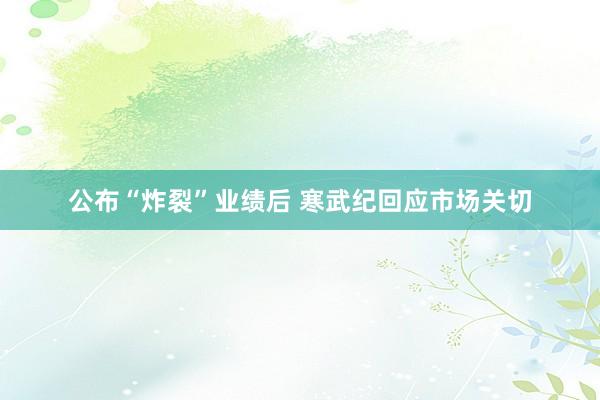 公布“炸裂”业绩后 寒武纪回应市场关切