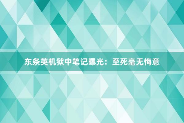 东条英机狱中笔记曝光：至死毫无悔意