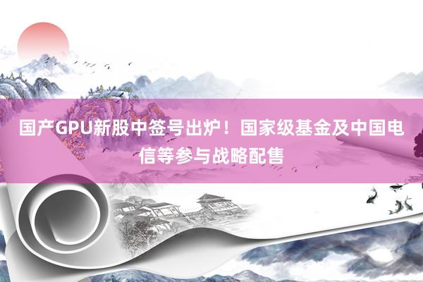 国产GPU新股中签号出炉！国家级基金及中国电信等参与战略配售