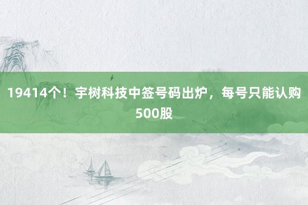 19414个！宇树科技中签号码出炉，每号只能认购500股