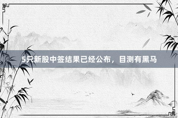 5只新股中签结果已经公布，目测有黑马