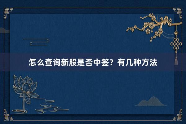 怎么查询新股是否中签？有几种方法