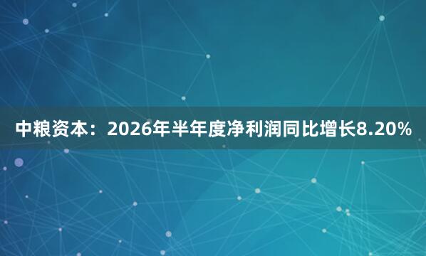 中粮资本：2026年半年度净利润同比增长8.20%