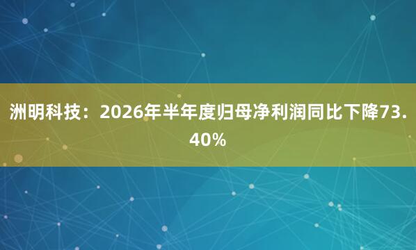 洲明科技：2026年半年度归母净利润同比下降73.40%