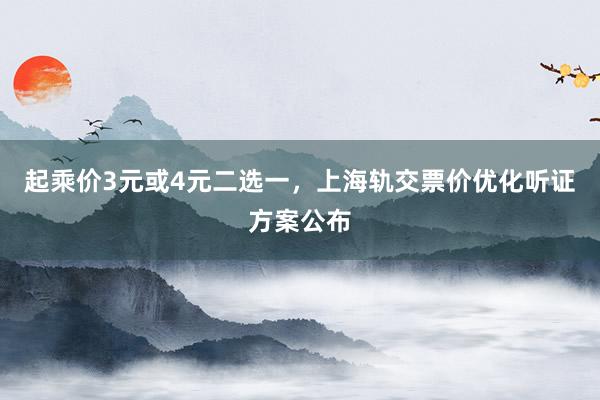 起乘价3元或4元二选一，上海轨交票价优化听证方案公布