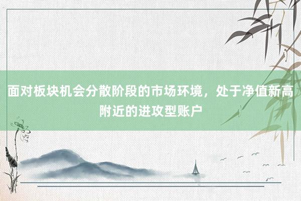 面对板块机会分散阶段的市场环境，处于净值新高附近的进攻型账户