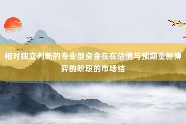 相对独立判断的专业型资金在在估值与预期重新博弈的阶段的市场结