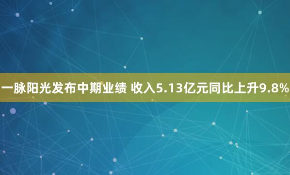 一脉阳光发布中期业绩 收入5.13亿元同比上升9.8%