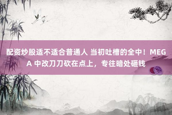 配资炒股适不适合普通人 当初吐槽的全中！MEGA 中改刀刀砍在点上，专往暗处砸钱