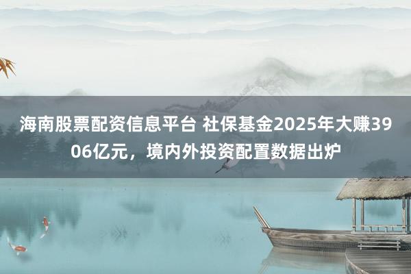 海南股票配资信息平台 社保基金2025年大赚3906亿元，境内外投资配置数据出炉