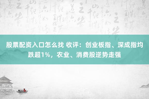 股票配资入口怎么找 收评：创业板指、深成指均跌超1%，农业、消费股逆势走强