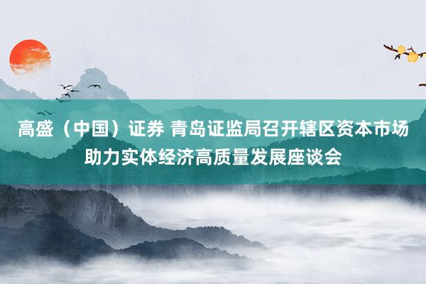 高盛（中国）证券 青岛证监局召开辖区资本市场助力实体经济高质量发展座谈会